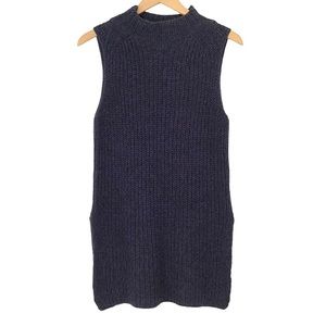 Ann Taylor Sleeveless Mock Neck Sweater Size SP Small Petite Heathered Rib Knit